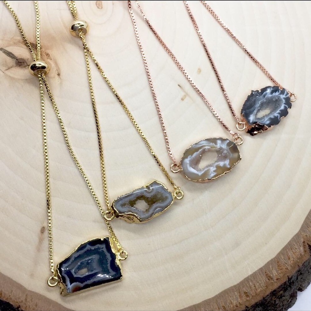 Rose Gold Light Raw Agate Bracelet